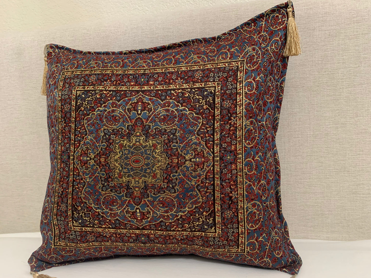 Handmade Turkish Silk Ceramic Tapestry Pillow Cover