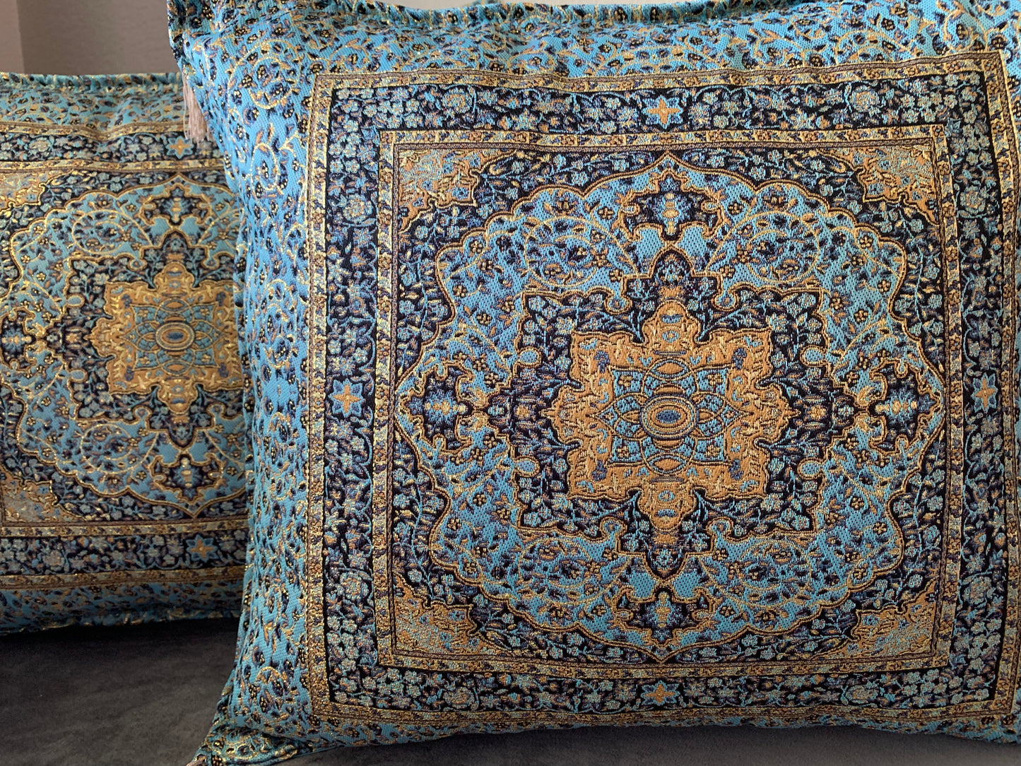 Handmade Turkish Silk Ceramic Tapestry Pillow Cover