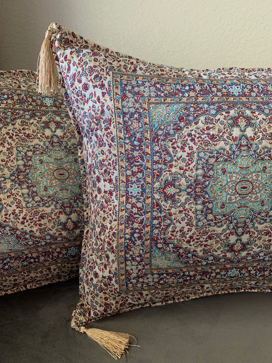 Handmade Turkish Silk Ceramic Tapestry Pillow Cover