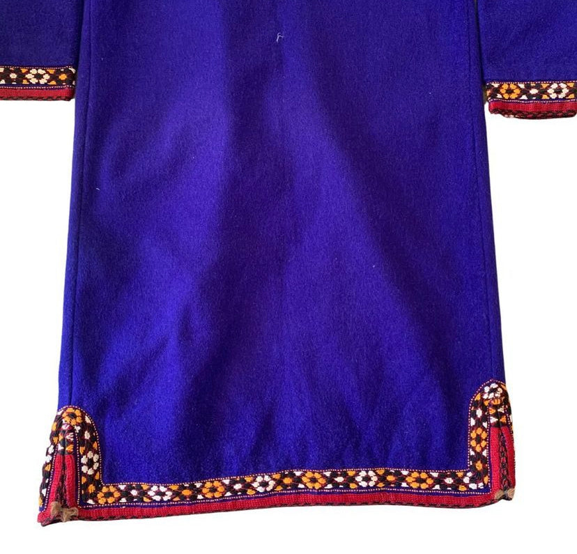 Handmade Vintage Royal Blue Turkmen Uzbek Afghan Ethnic Chapan Coat