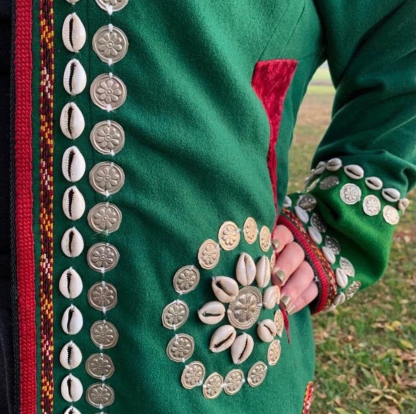 Vintage Handmade Afghani Wool Chapan, Seashell Coat