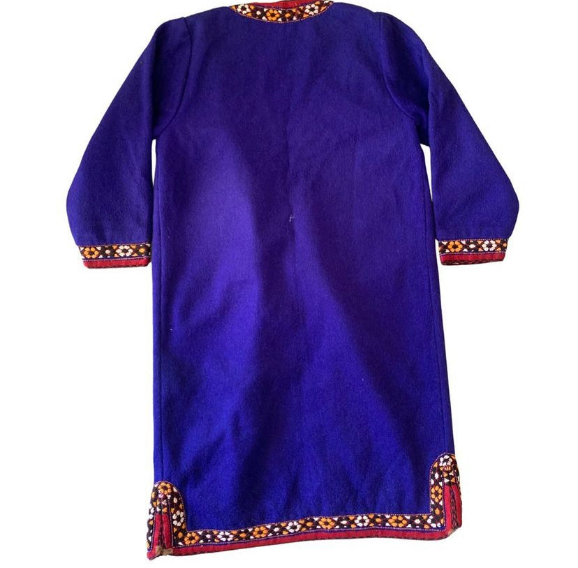 Handmade Vintage Royal Blue Turkmen Uzbek Afghan Ethnic Chapan Coat