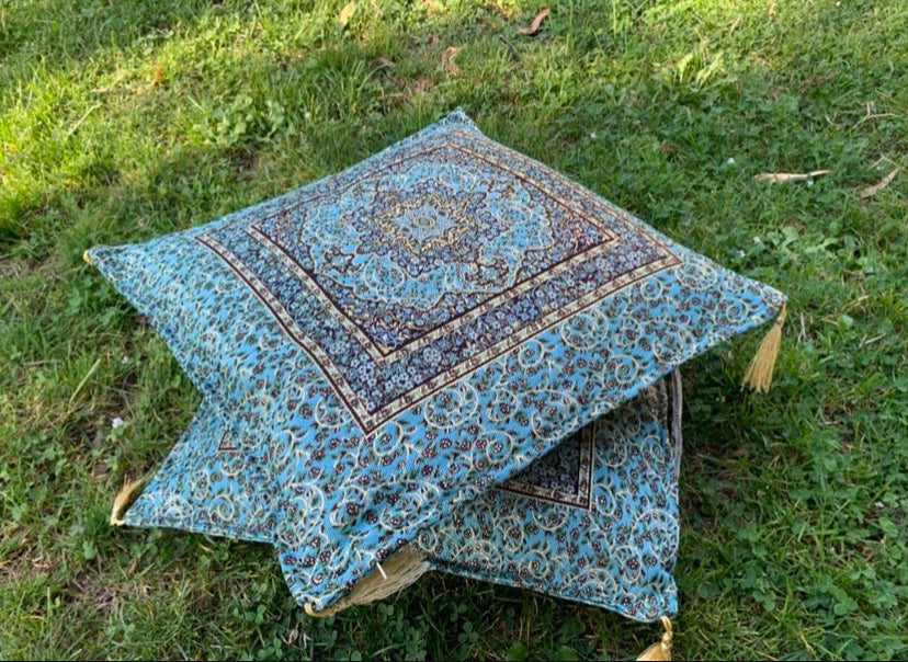Handmade Turkish Silk Ceramic Tapestry Pillow Cover