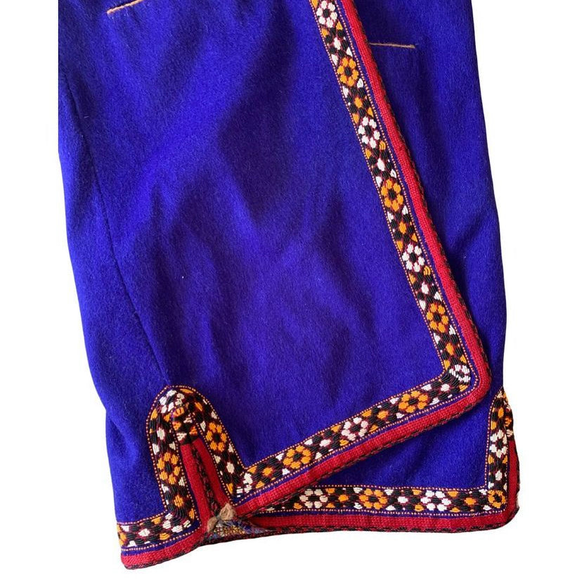Handmade Vintage Royal Blue Turkmen Uzbek Afghan Ethnic Chapan Coat