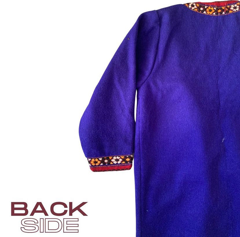 Handmade Vintage Royal Blue Turkmen Uzbek Afghan Ethnic Chapan Coat